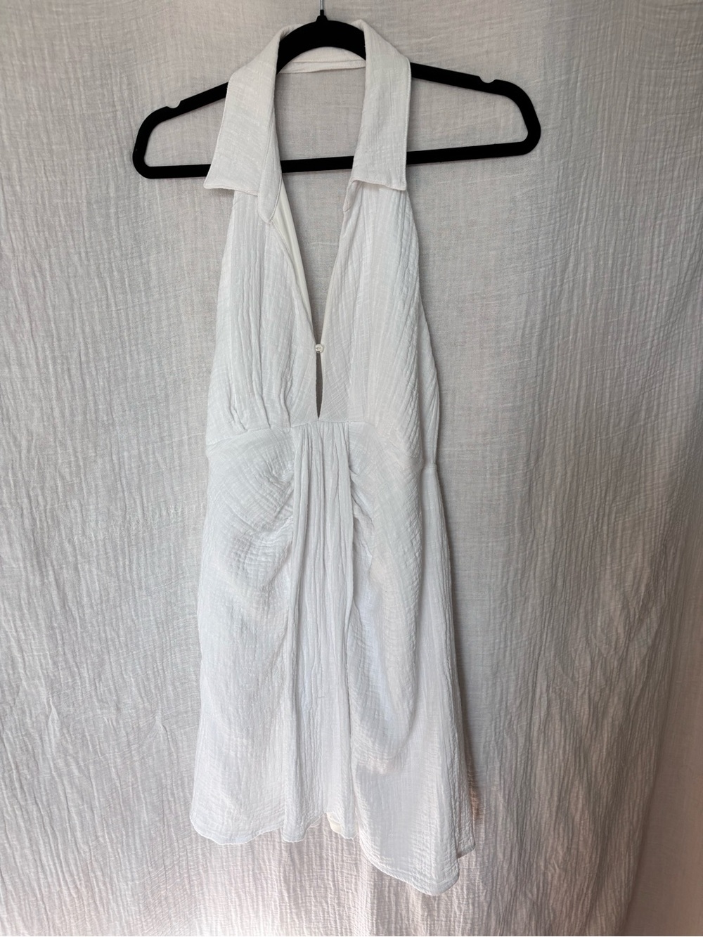 mahina White Strapless Halter Collared Summer Dress